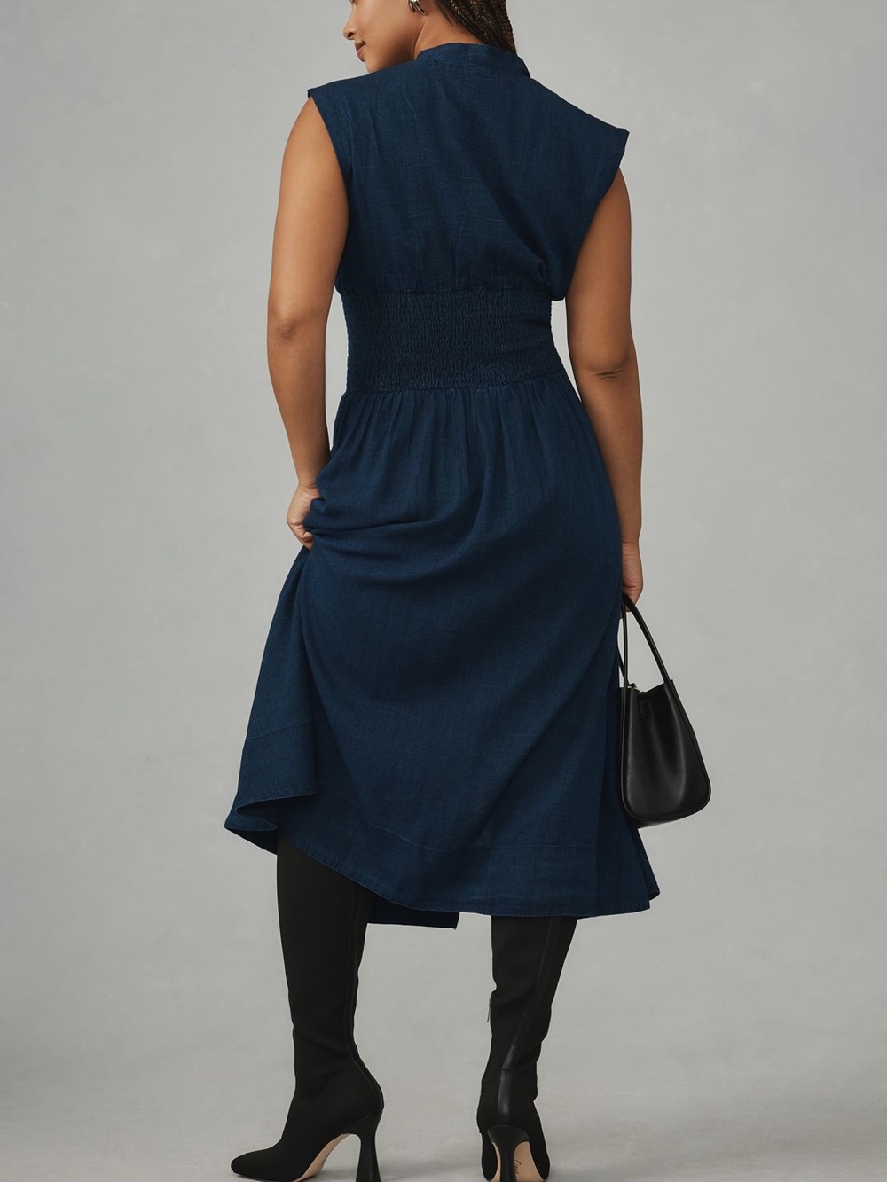 Tommie Cap-Sleeve Smocked Front-Zip
Shirt Dress: Denim - Picture 5 of 5